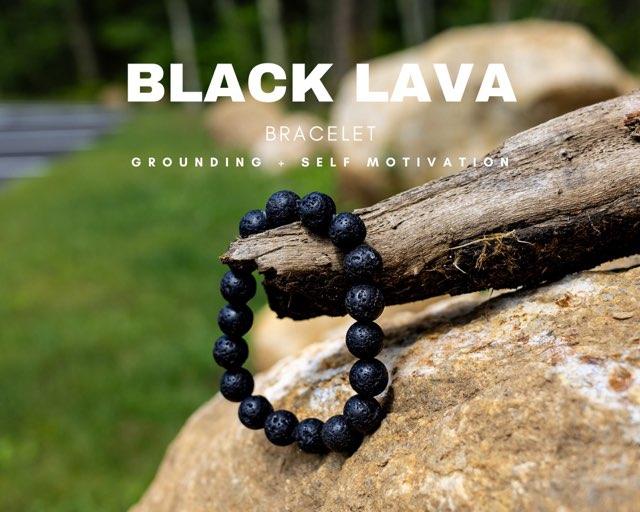 Dalmatian jasper & Black lava Bracelet