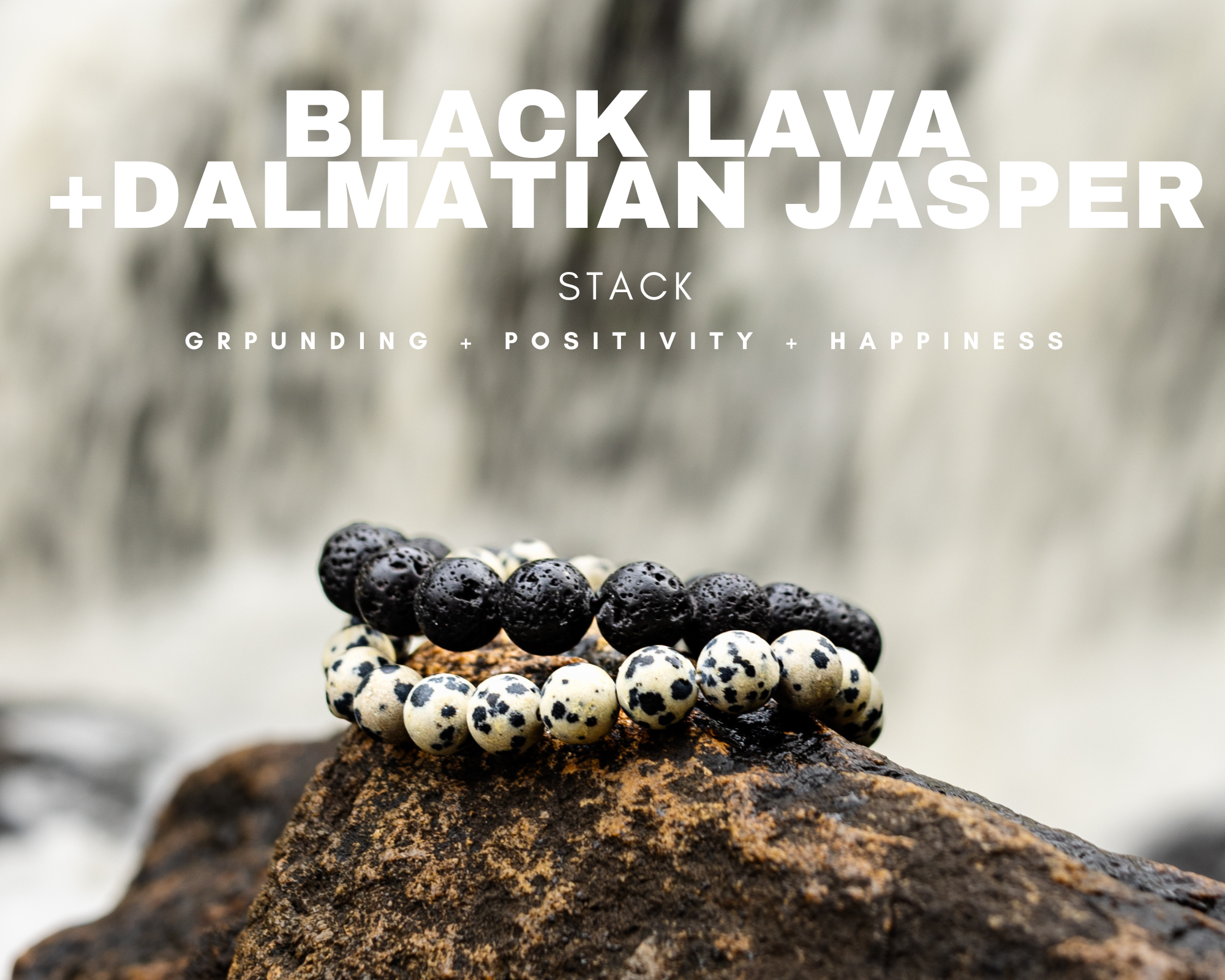 Dalmatian jasper & Black lava Bracelet